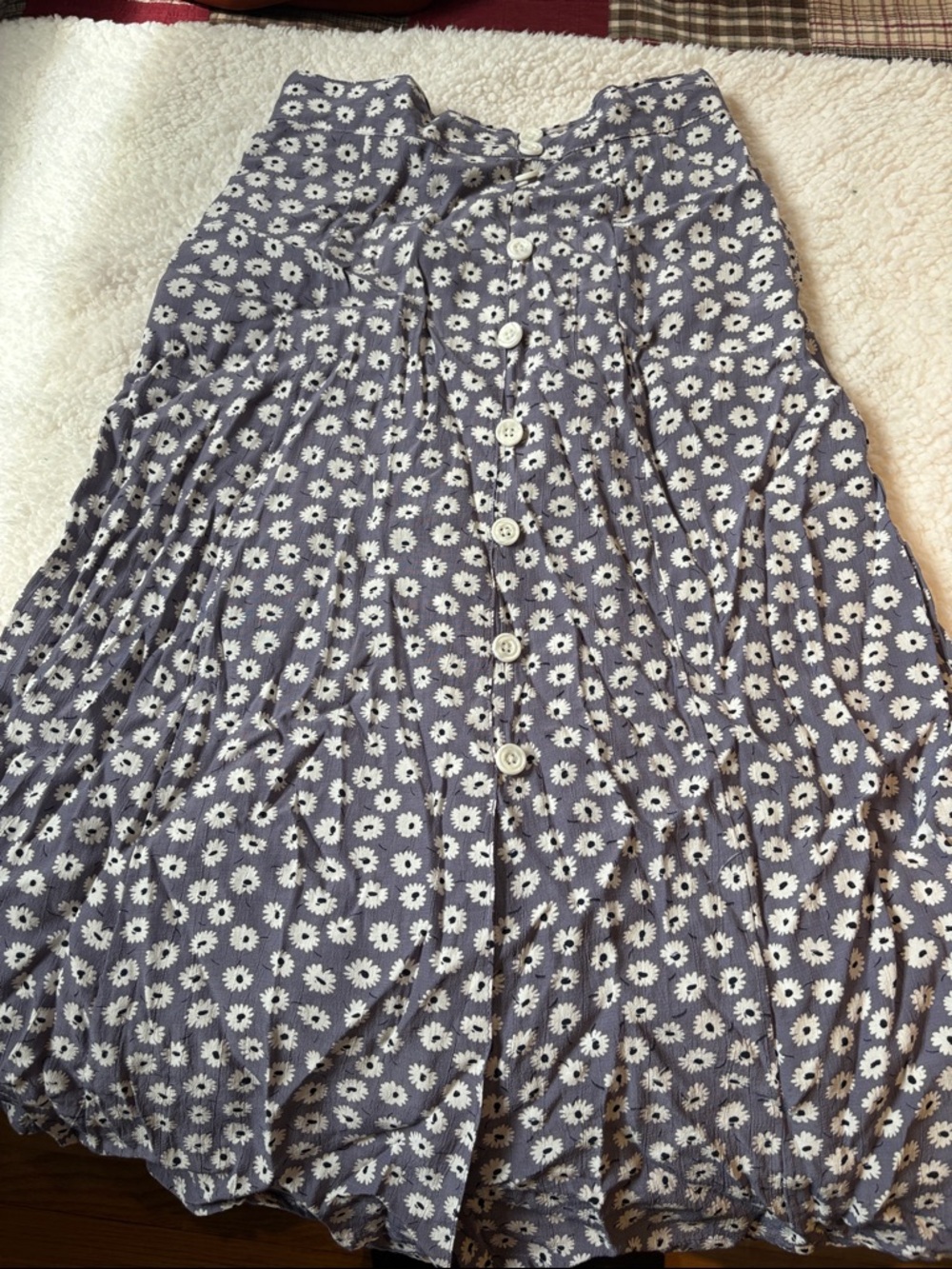 Faithfull the Brand Blue Daisy Print Midi Skirt